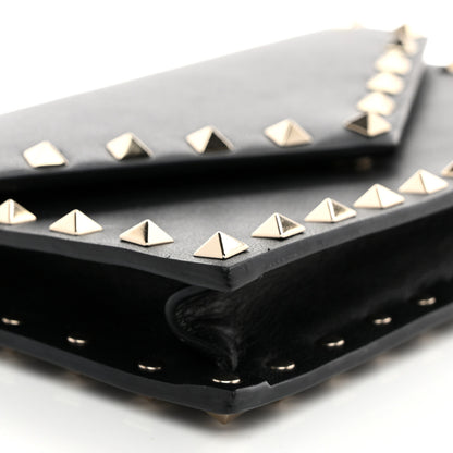 Valentino Garavani Vitello Rockstud Envelope Wallet on Chain Black 9 of 10