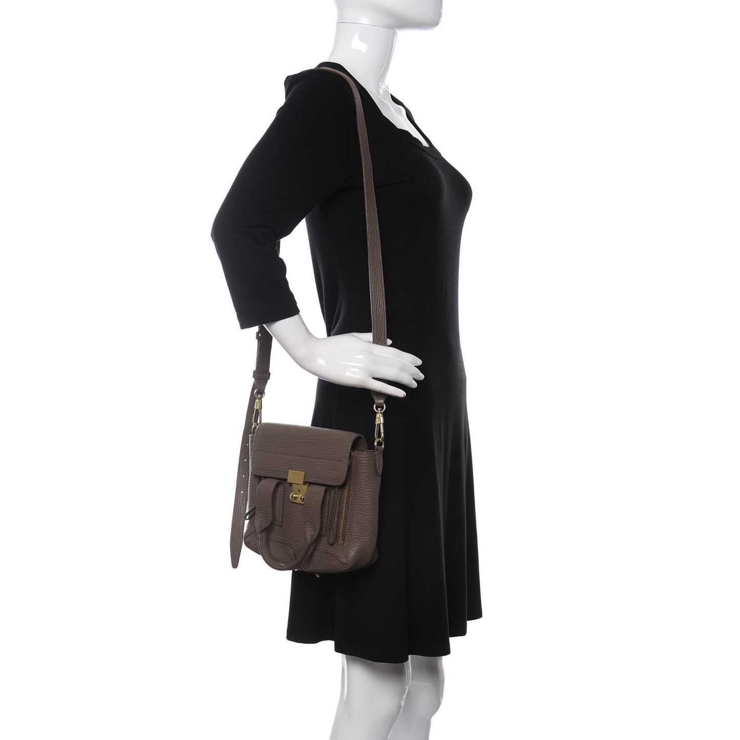 Textured Calfskin Mini Pashli Satchel Taupe