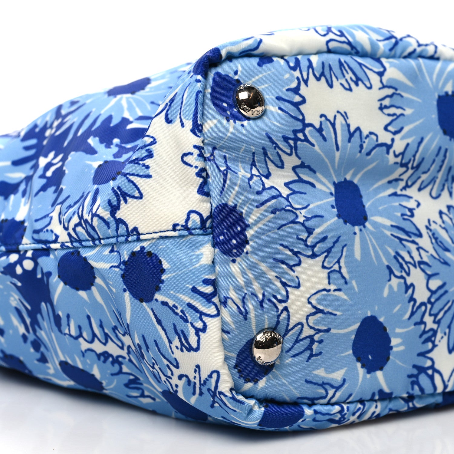 Prada Tessuto Nylon Saffiano Floral Print Tote Baltico Dis Primule 8 of 9