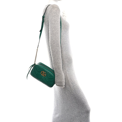 Gucci Calfskin Matelasse Small GG Marmont Chain Shoulder Bag Emerald Green 2 of 11