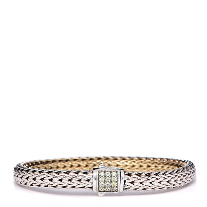 John Hardy Sterling Silver 18K Yellow Gold Diamond Classic Chain Reversible Bracelet 4 of 7