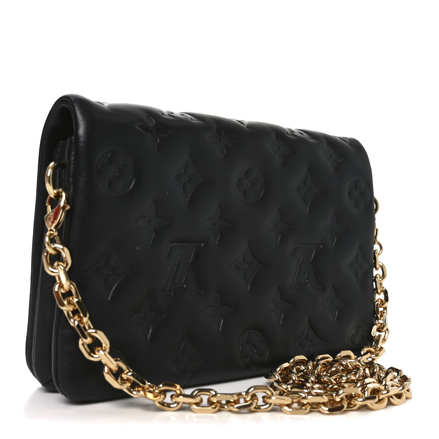 Louis Vuitton Lambskin Embossed Monogram Pochette Coussin Black 3 of 10