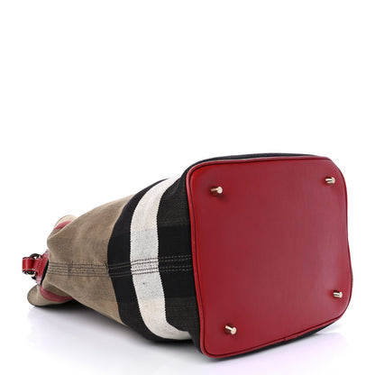 Burberry Canvas Mega Check Medium Ashby Bucket Bag Red 4 of 9