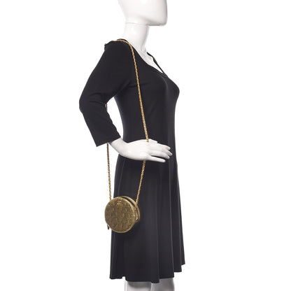 Chanel Metallic Calfskin Crocodile Embossed Cocodile Round Clutch with Chain Gold 2 of 10
