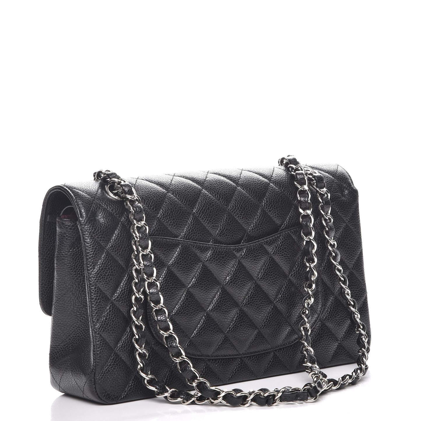 Caviar Quilted Medium Double Flap Black