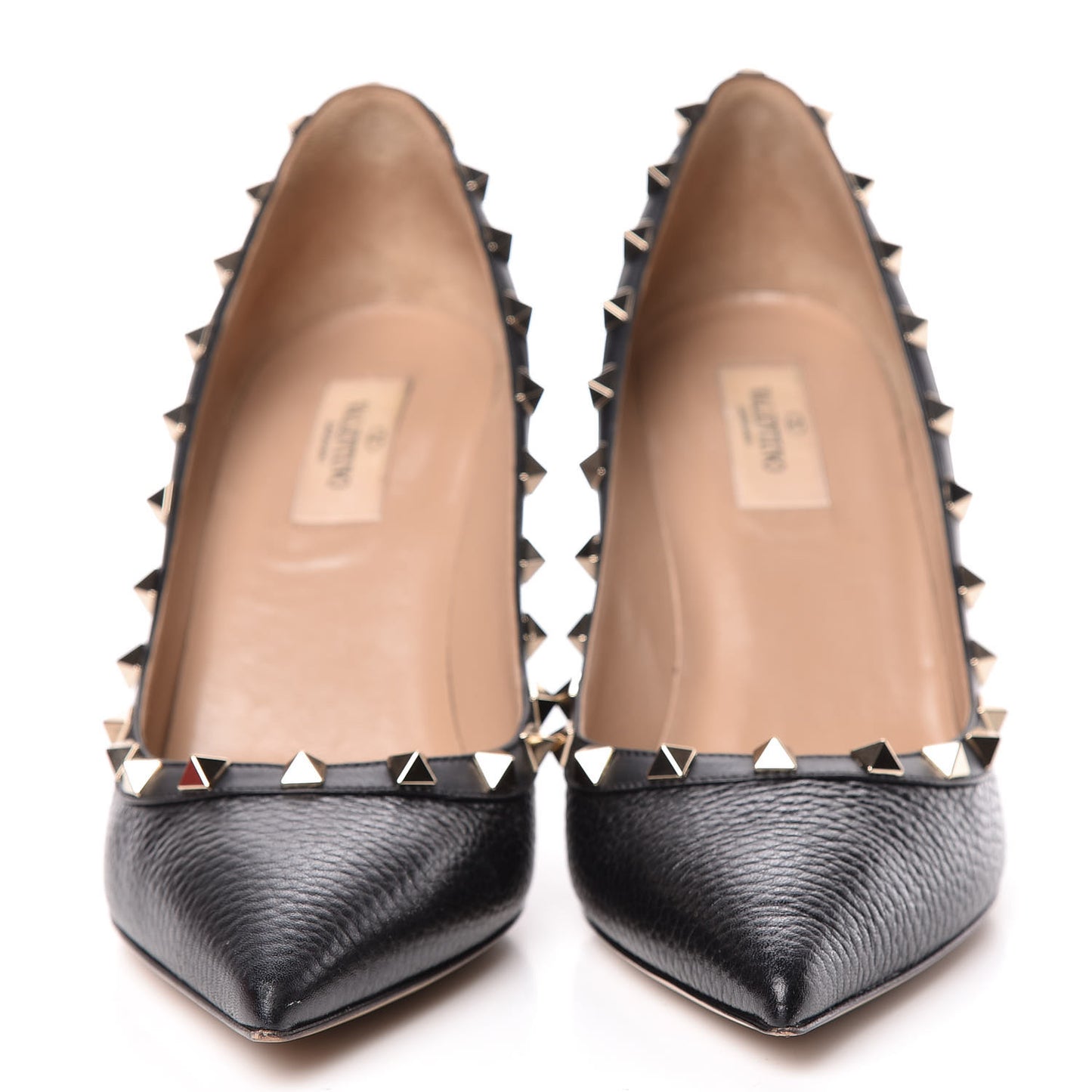 Pebbled Calfskin Rockstud 85mm Pumps 39.5 Black