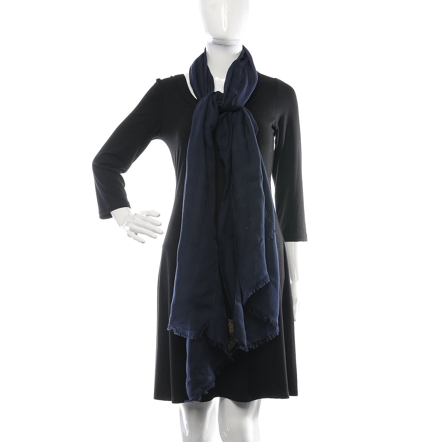Louis Vuitton Cotton Silk Damier Stole Marine 2 of 5