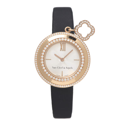 Van Cleef & Arpels 18K Rose Gold Satin Diamond Bezel 25mm Charms Quartz Watch 1 of 7