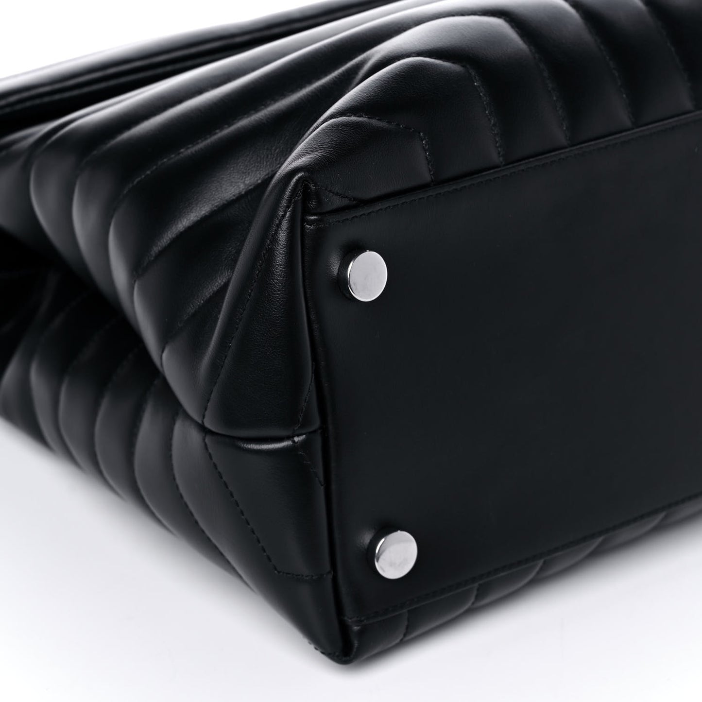 Calfskin Y Quilted Monogram Large Loulou Chain Satchel Black