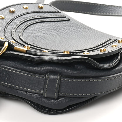 Chloe Calfskin Studded Small Marcie Saddle Bag Dark Grey 8 of 9