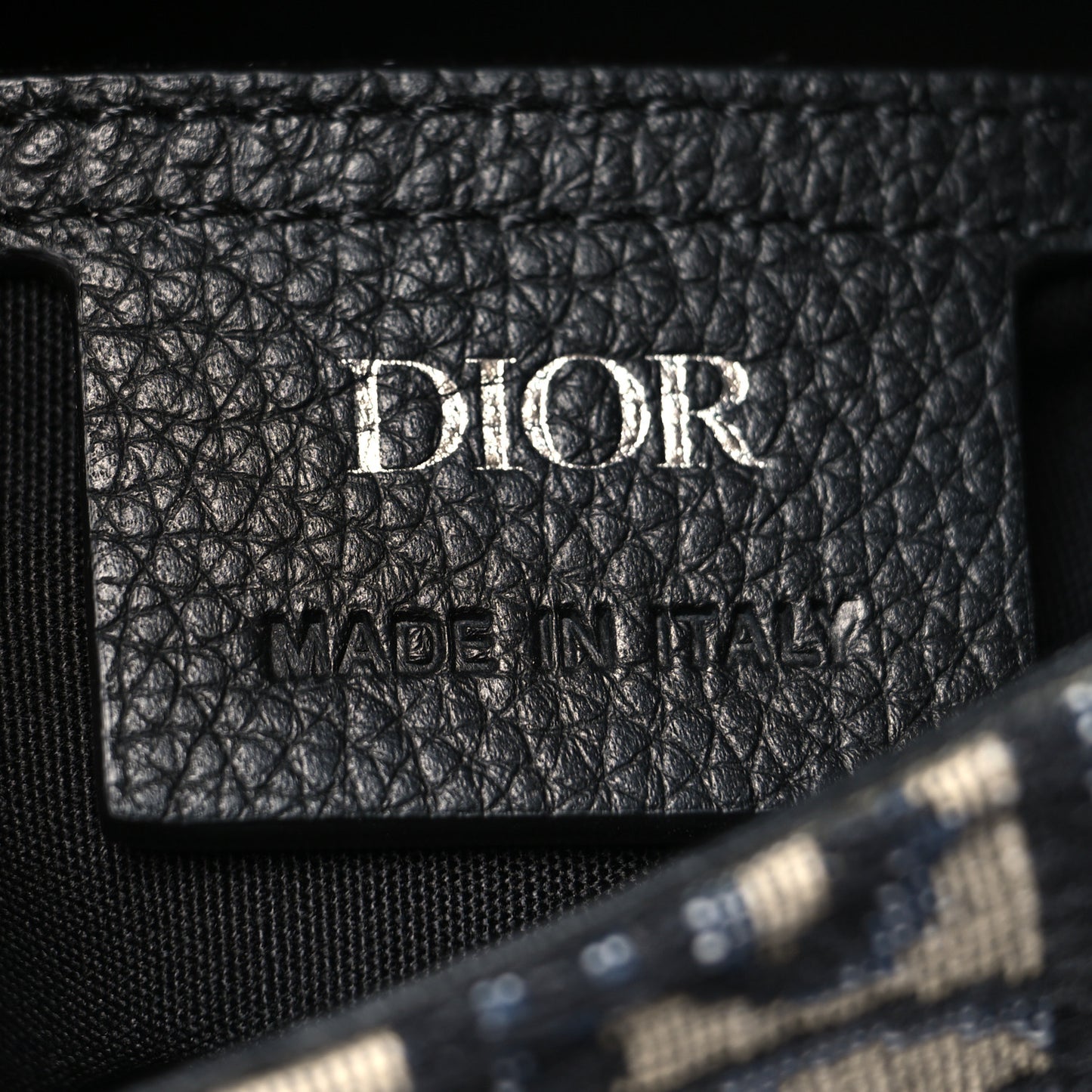 Grained Calfskin Oblique Mini Gallop Sling Bag Blue Black