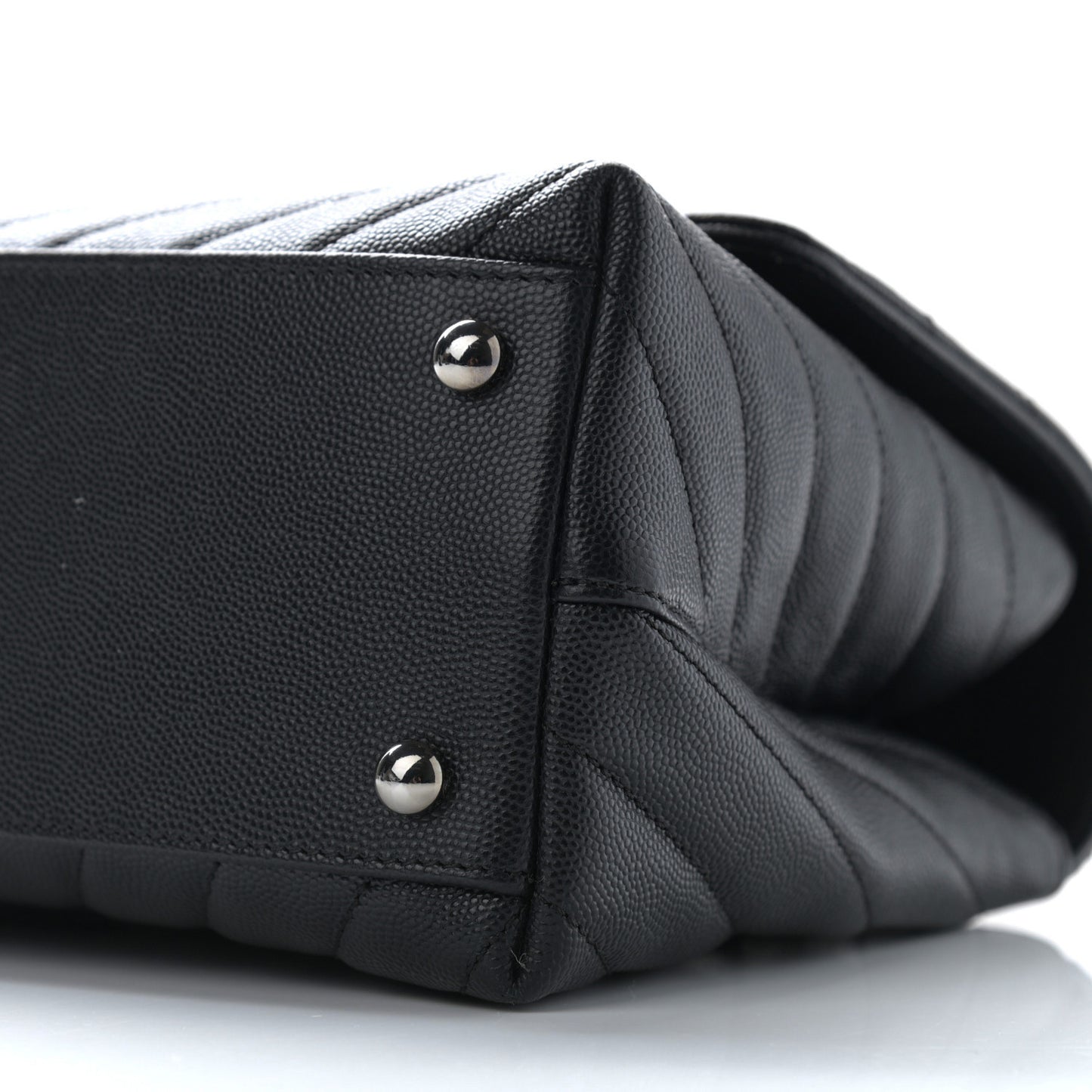 Caviar Chevron Quilted Small Coco Handle Flap Black