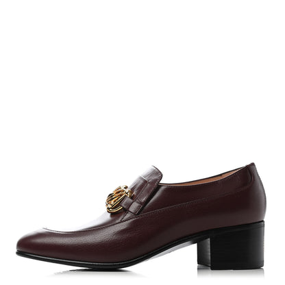 Gucci Goatskin Womens Chain Mid-Heel Loafers 38.5 Burgundy 1 of 7