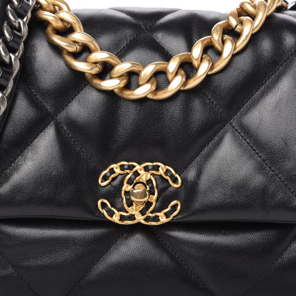 Chanel Shiny Goatskin Quilted Large Chanel 19 Flap Black 10 of 10