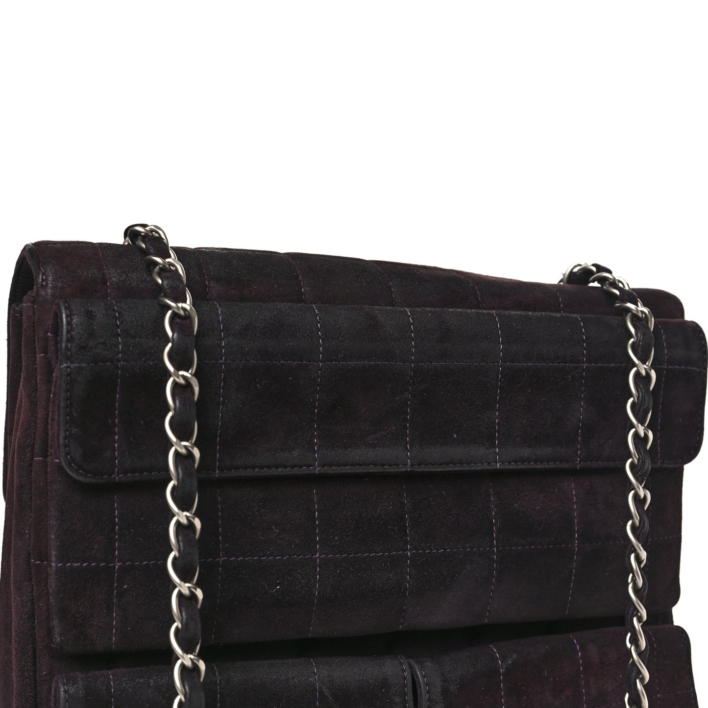 Suede Chocolate Bar Mademoiselle Shoulder Bag Brown