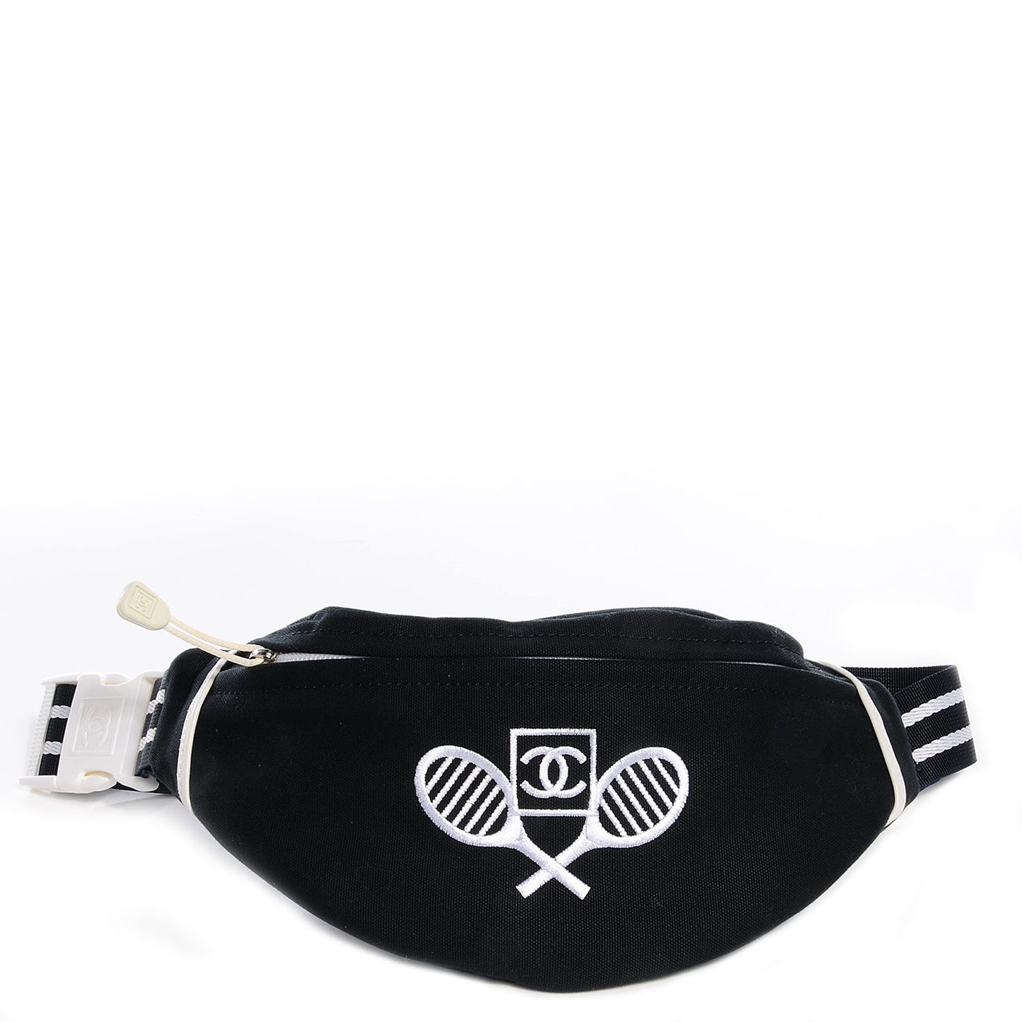 Nylon Sport Waist Bag Black White