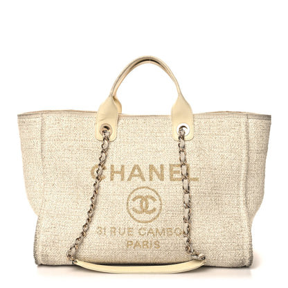 Chanel Lurex Boucle Medium Deauville Tote White 1 of 15