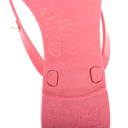 Valentino Garavani PVC Jelly Rockstud Bow Thong Sandals 37 Sweet Pink 9 of 10