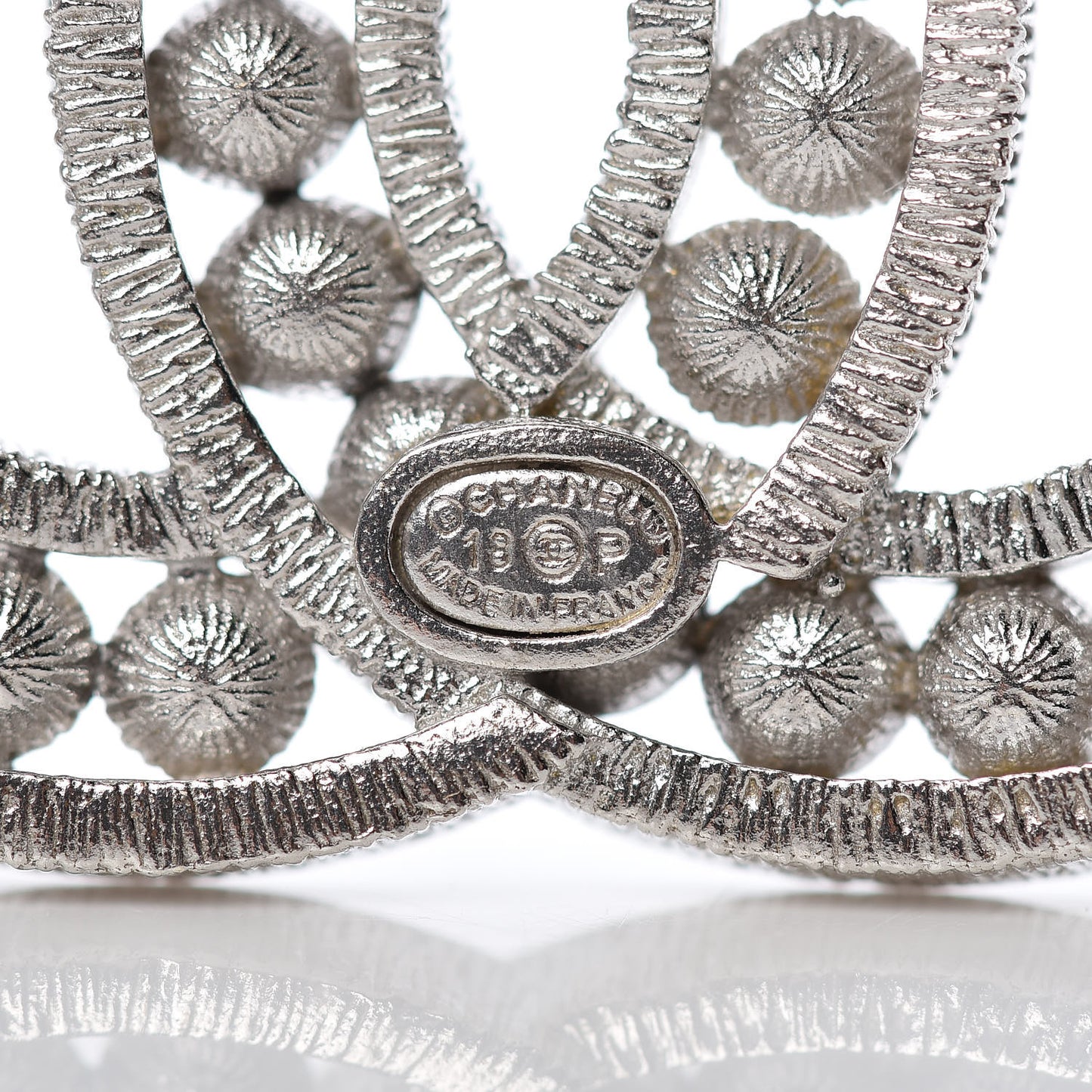Pearl Crystal CC Brooch Gold