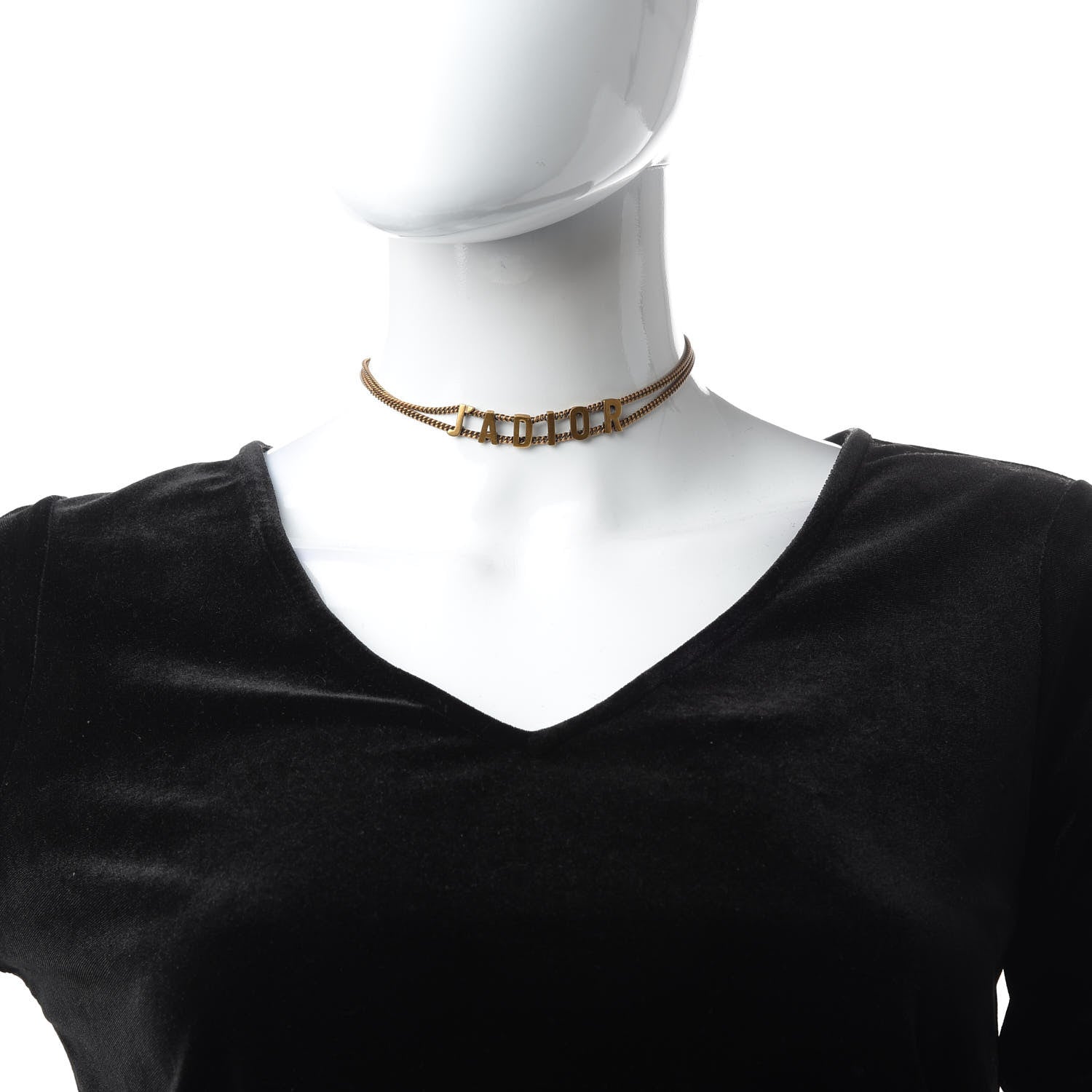 Christian Dior Metal J'Adior Choker Necklace Aged Gold 2 of 5