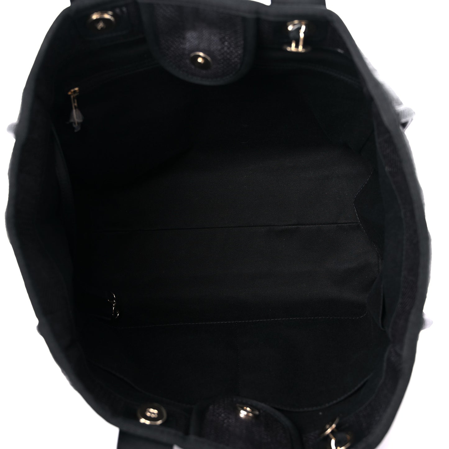 Mixed Fibers Calfskin Striped Medium Deauville Tote Black