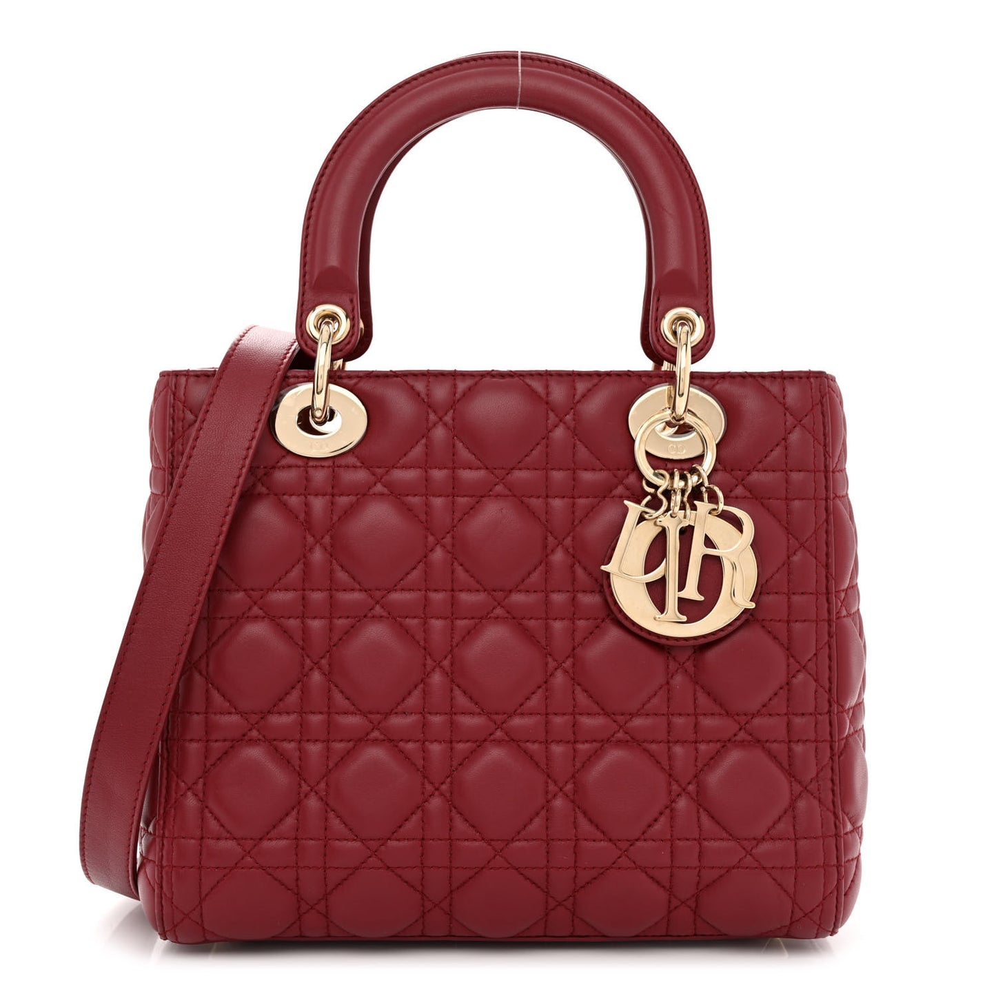 Lambskin Cannage Medium Lady Dior Red