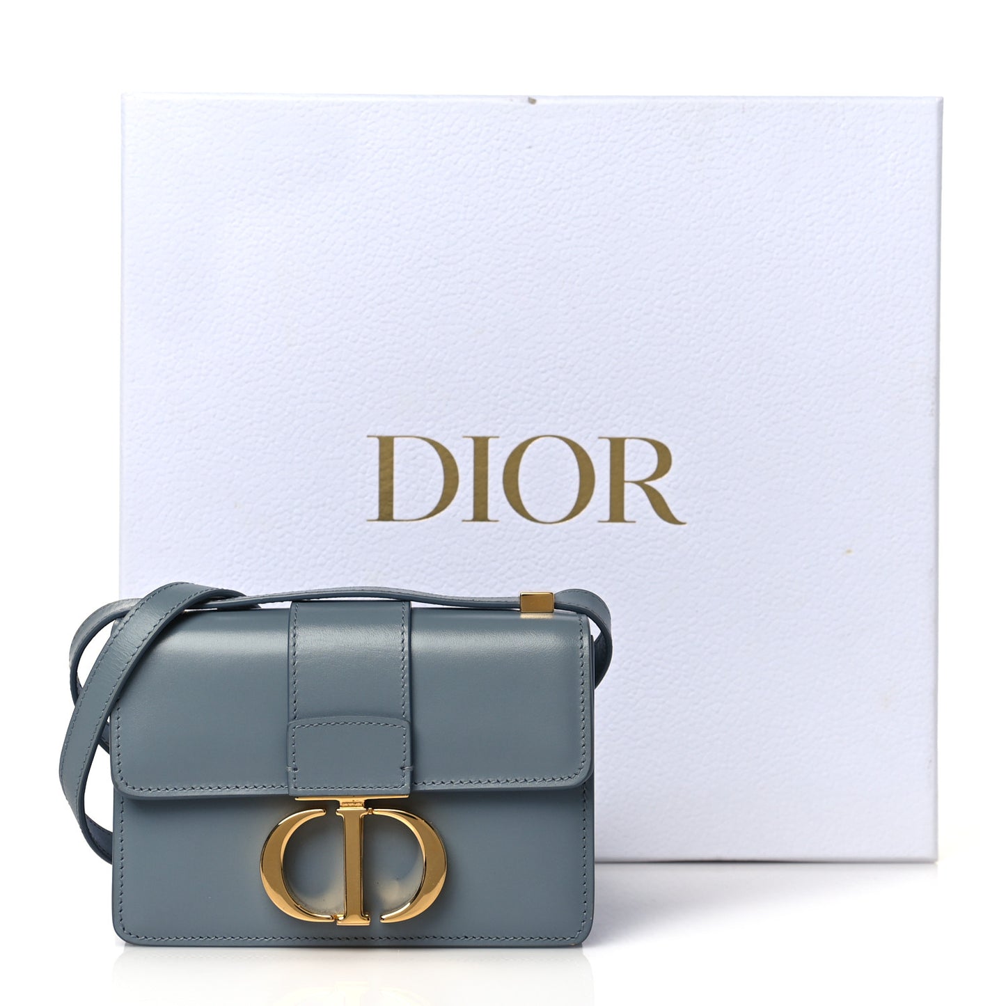 Smooth Calfskin Micro 30 Montaigne Flap Bag Blue Gray