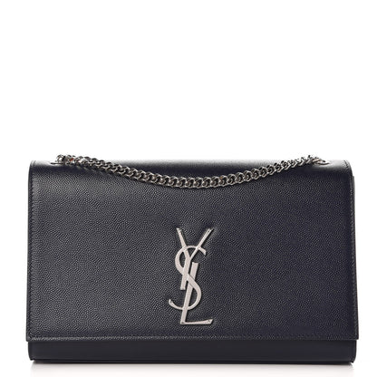 Saint Laurent Grain De Poudre Medium Classic Monogram Kate Satchel Deep Marine 1 of 7