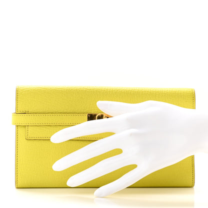 Hermes Chevre Mysore Kelly Longue Wallet Lime 2 of 12