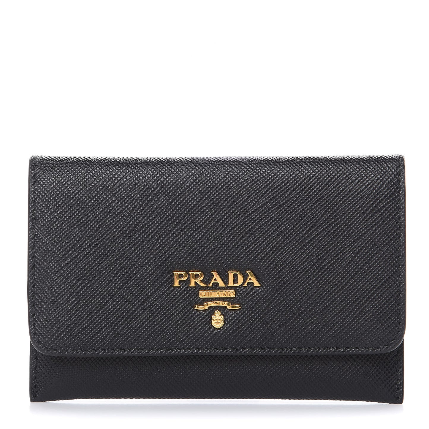 Saffiano Metal Flap Card Holder Black