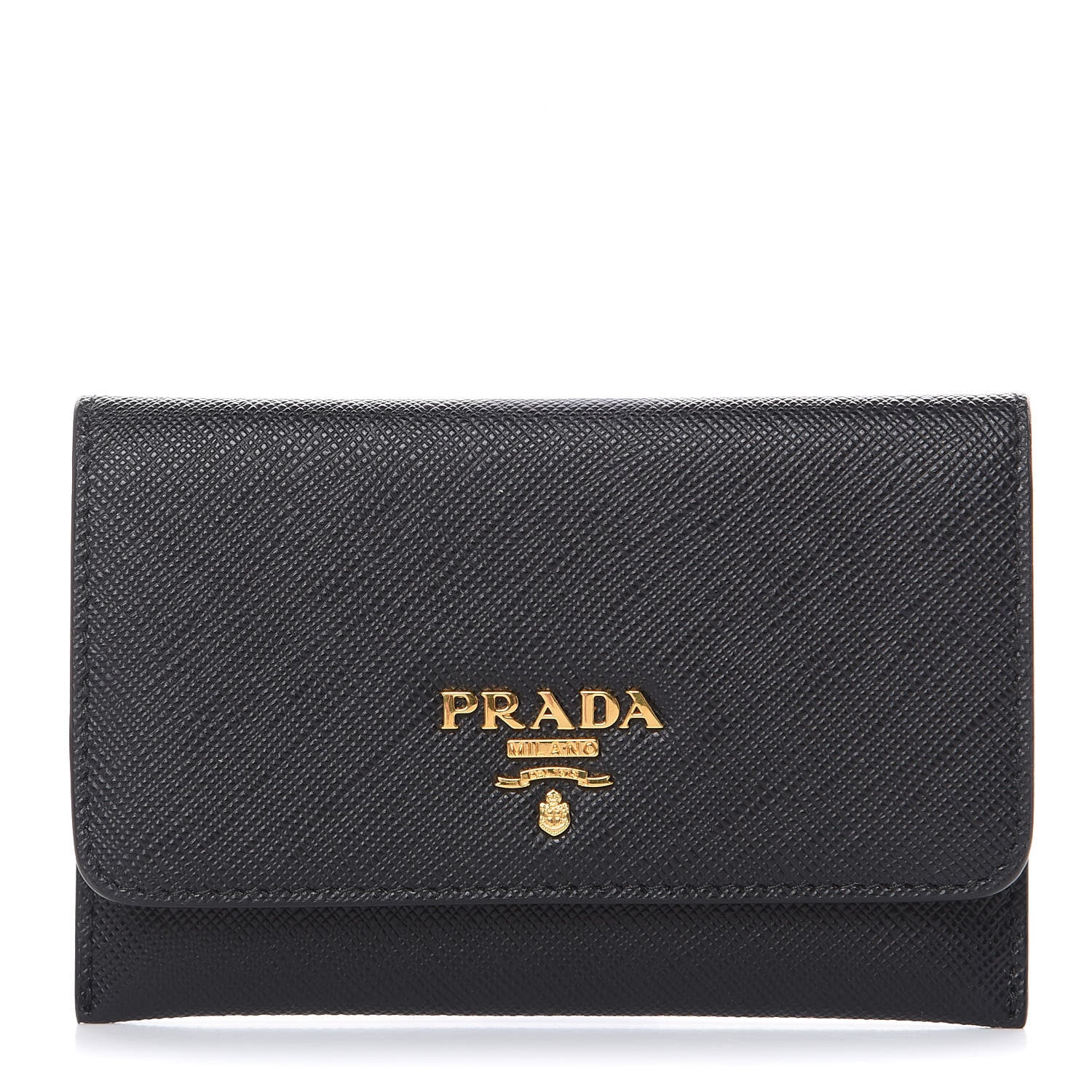 Prada Saffiano Metal Flap Card Holder Black 1 of 6