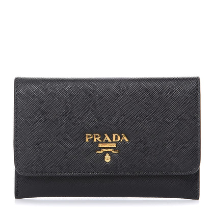 Prada Saffiano Metal Flap Card Holder Black 1 of 6