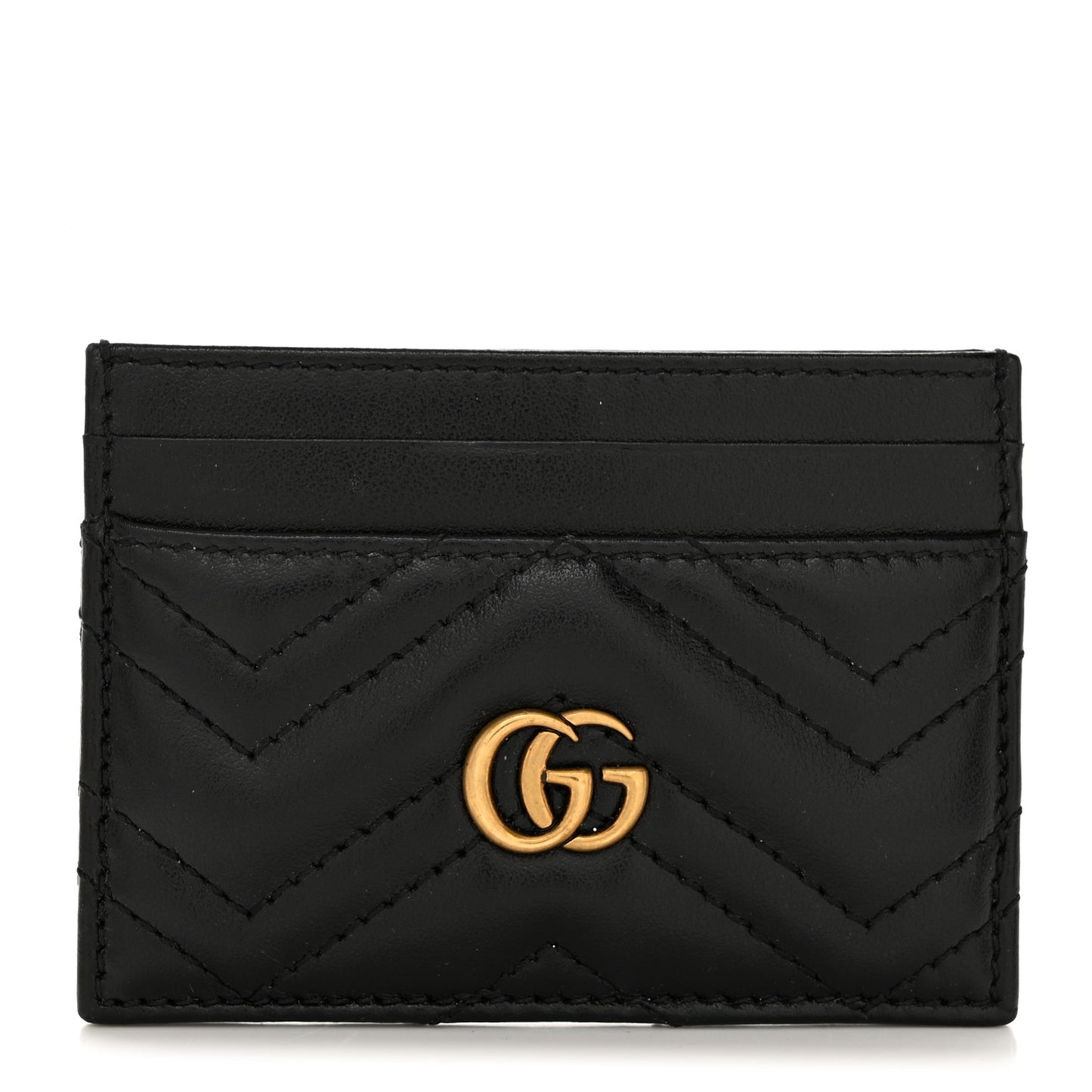 Calfskin Matelasse GG Marmont Card Holder Black