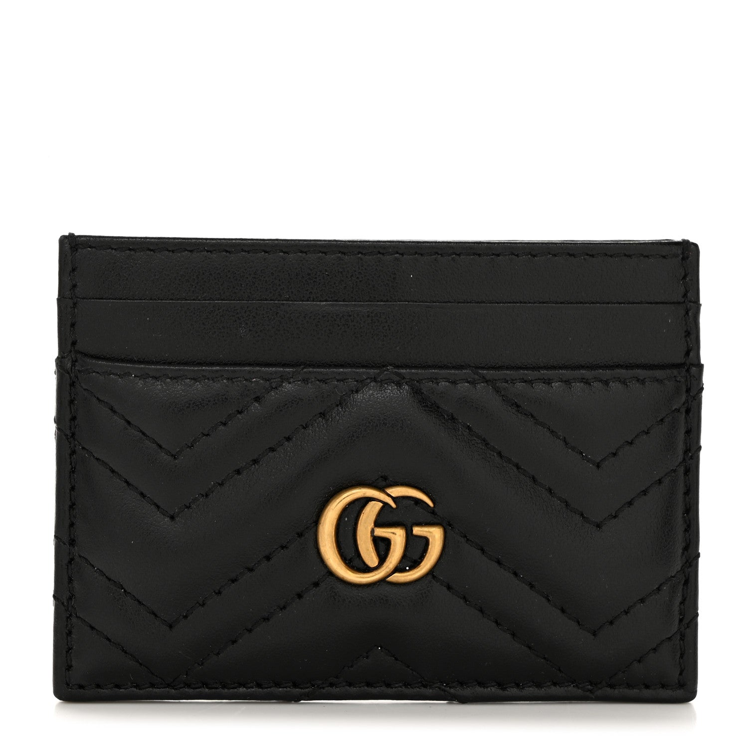 Gucci Calfskin Matelasse GG Marmont Card Holder Black 1 of 6