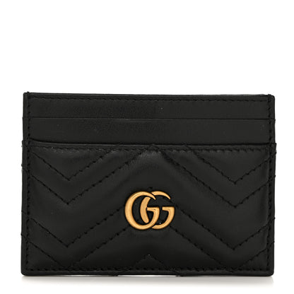 Gucci Calfskin Matelasse GG Marmont Card Holder Black 1 of 6