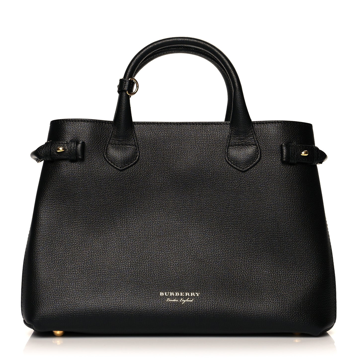 Grainy Calfskin House Check Medium Banner Tote Black