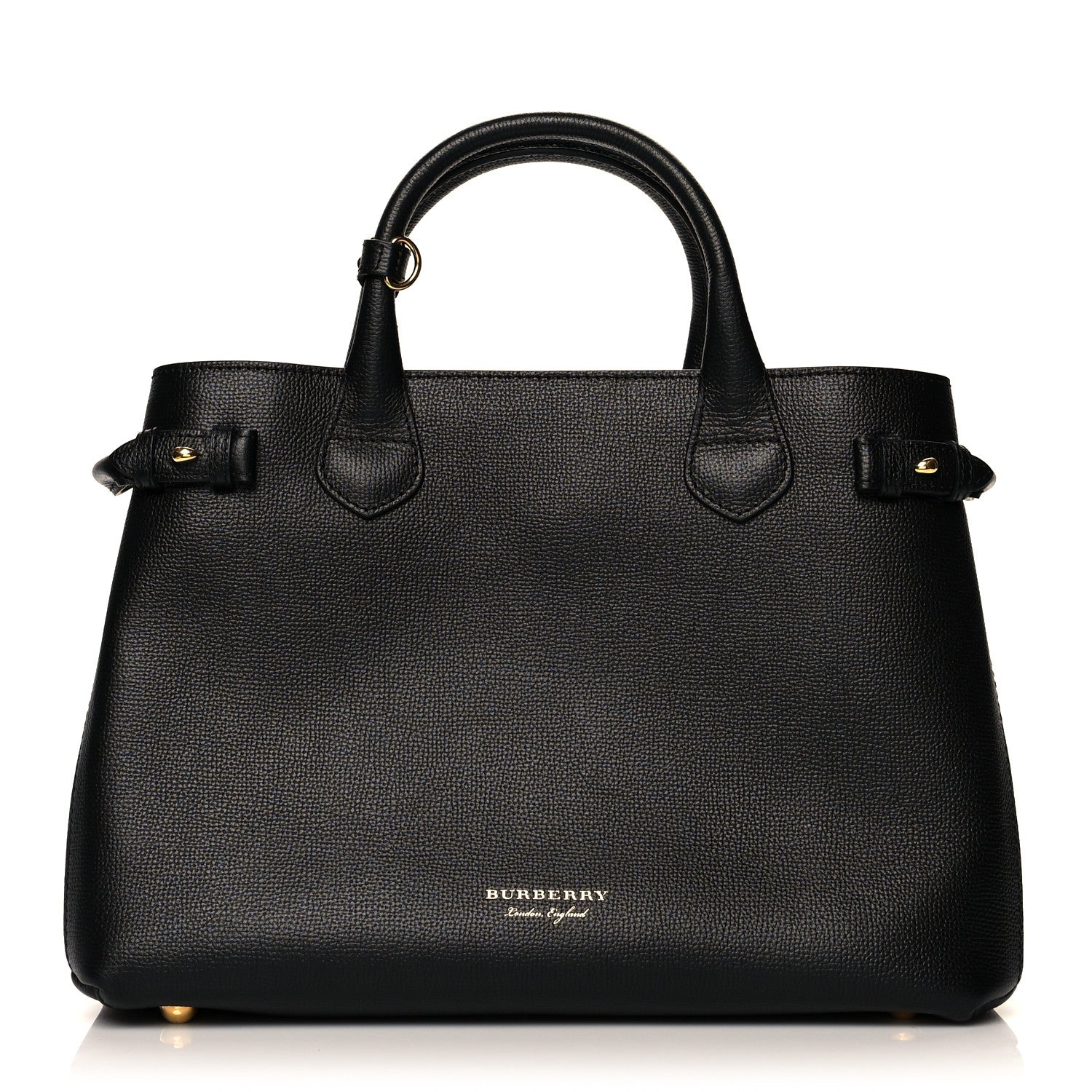 Burberry Grainy Calfskin House Check Medium Banner Tote Black 1 of 10