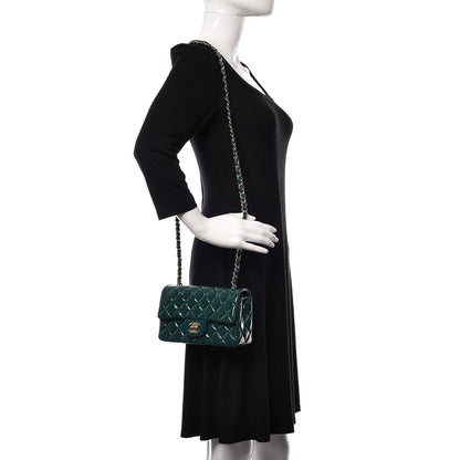 Chanel Patent Calfskin Quilted Mini Rectangular Flap Dark Green 2 of 11