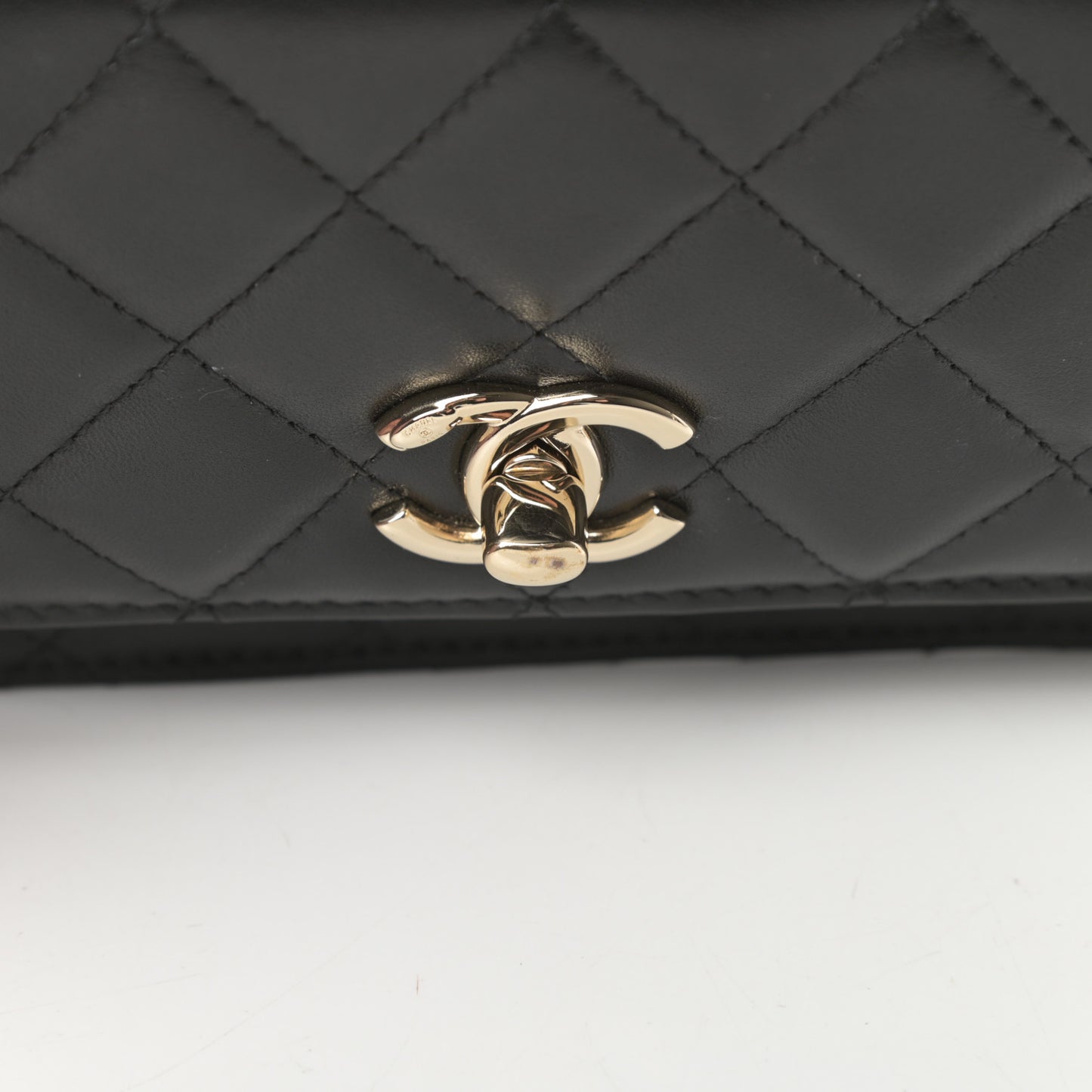 Lambskin Quilted Mini Trendy CC Wallet On Chain WOC Black