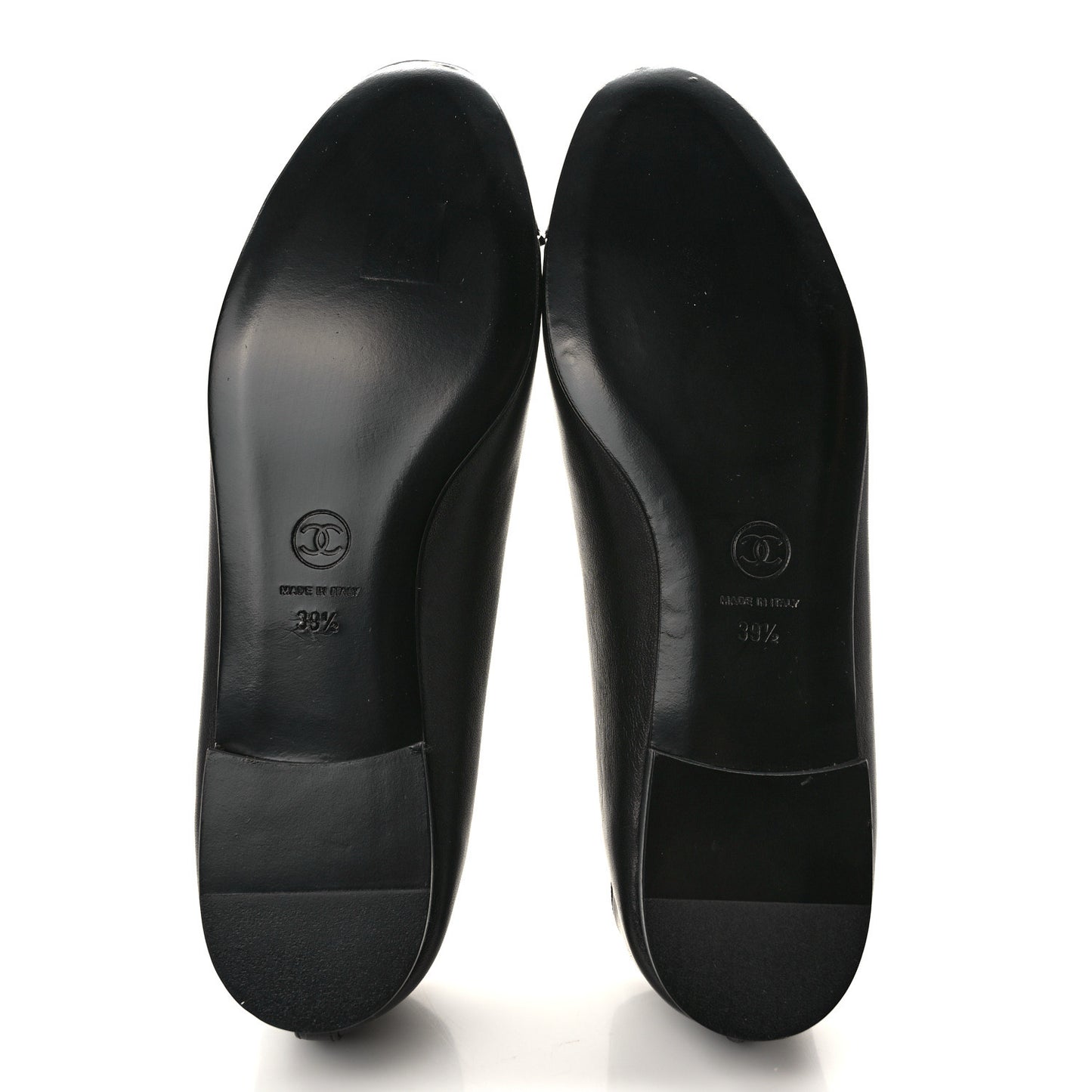 Lambskin Patent Cap Toe Ballerina Flats 39.5 Black