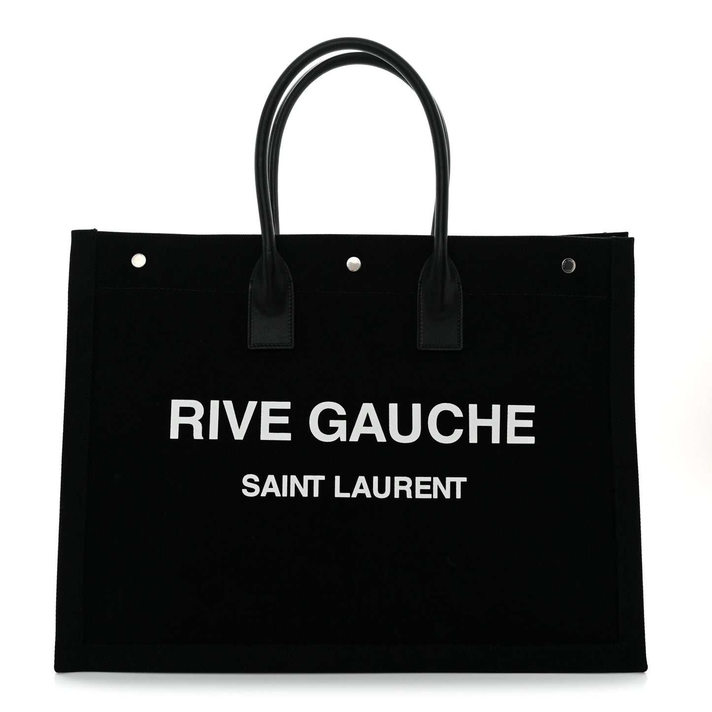 Linen Calfskin Rive Gauche Tote Black
