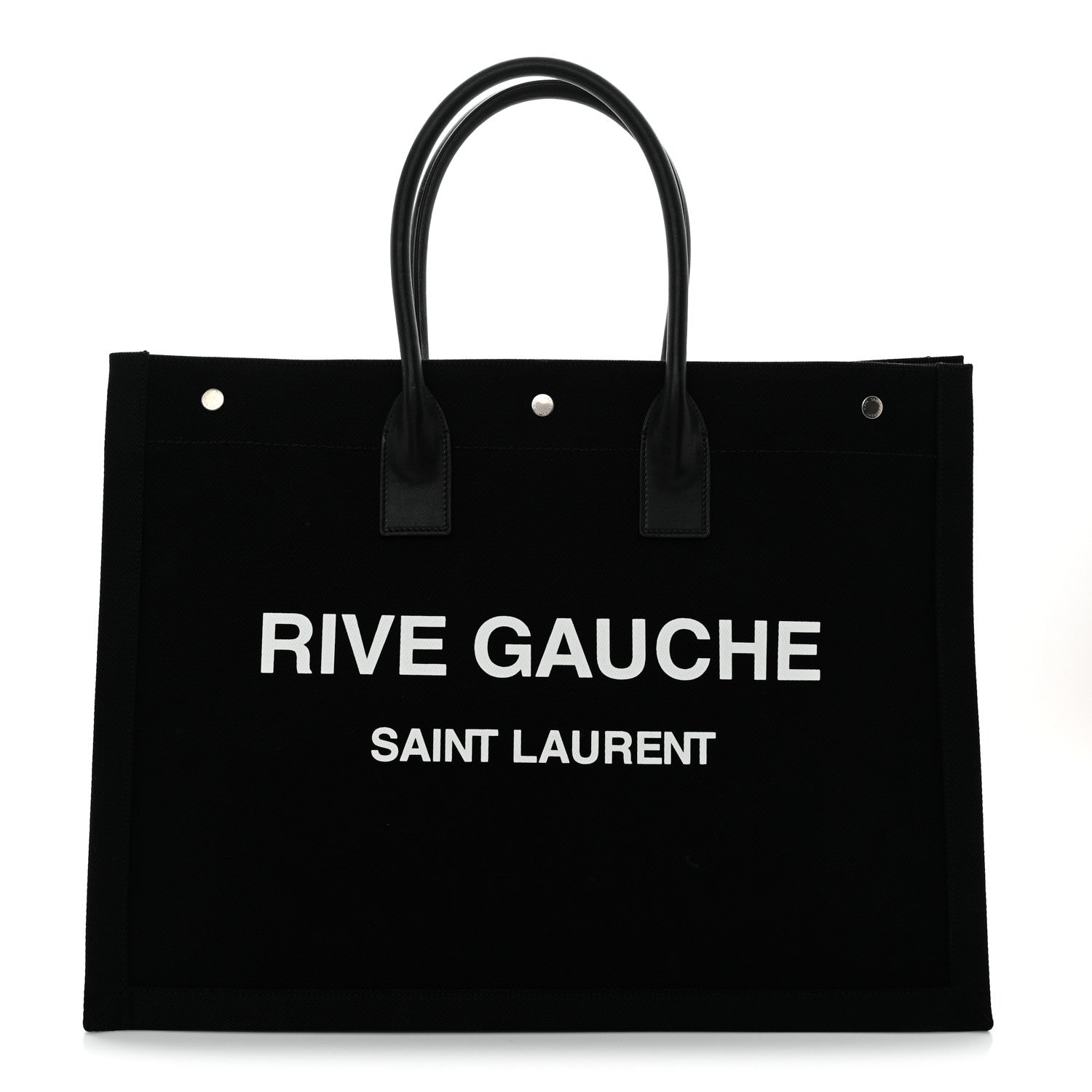 Saint Laurent Linen Calfskin Rive Gauche Tote Black 1 of 10