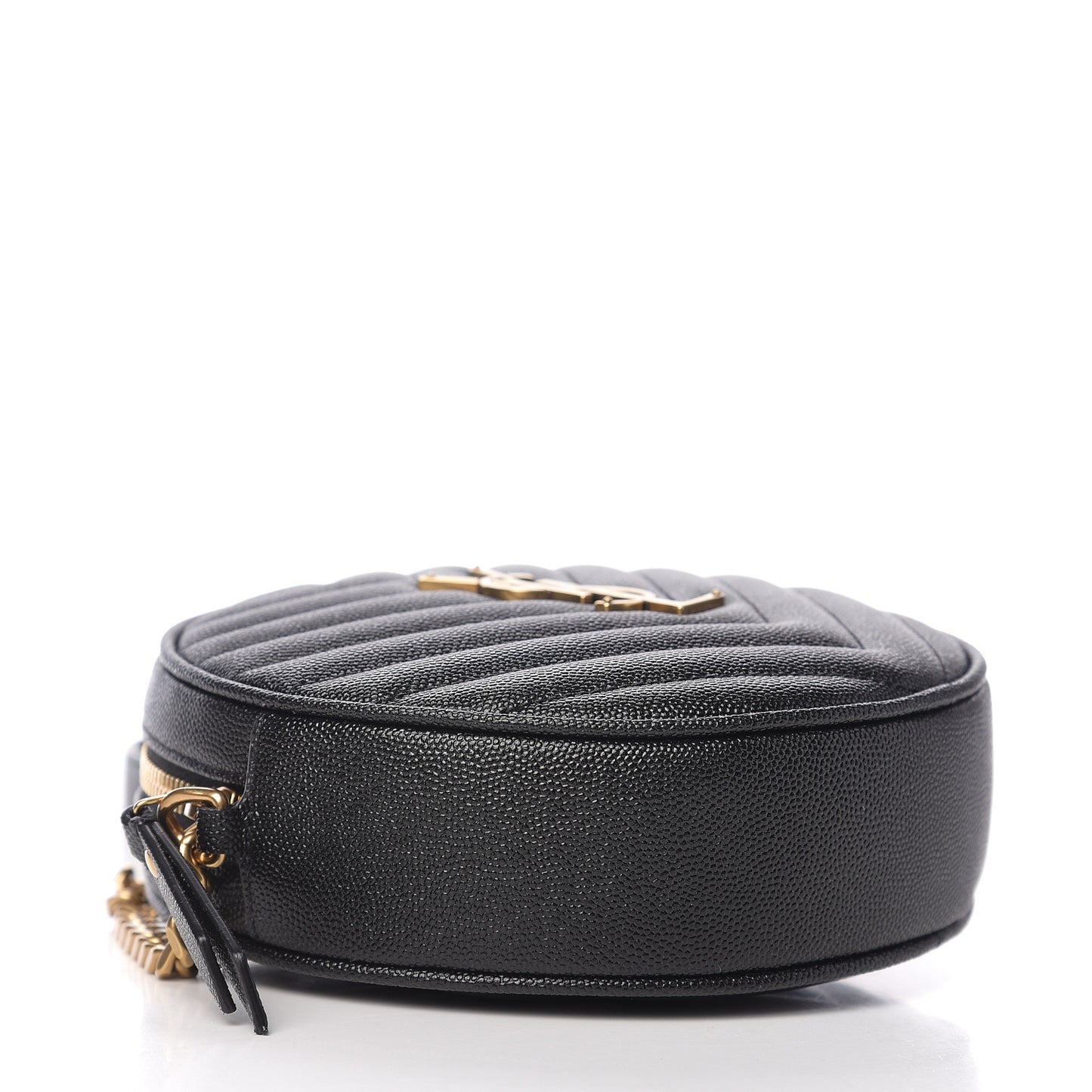 Grain De Poudre Matelasse Chevron Quilted Round Vinyle Camera Bag Black