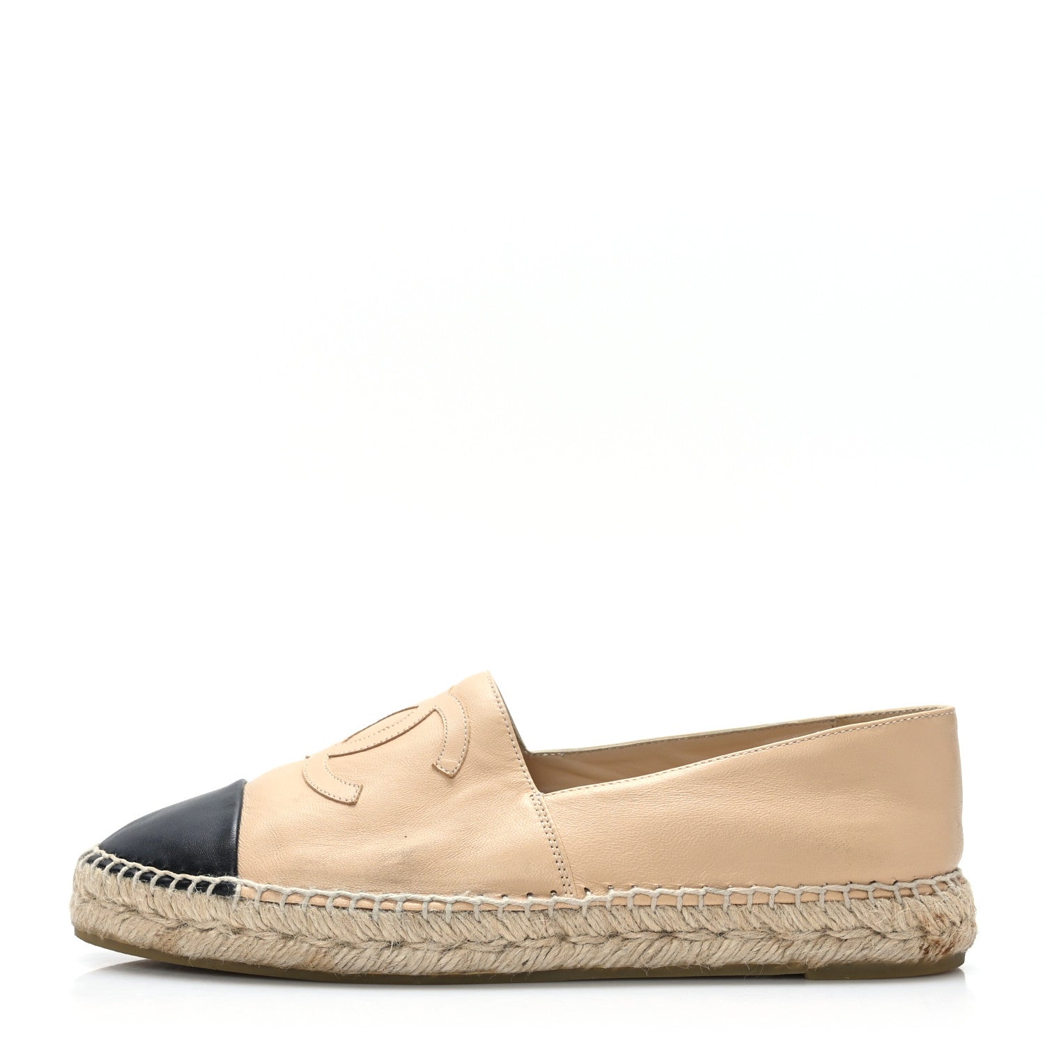 Chanel Lambskin CC Espadrilles 41 Beige Black 1 of 10