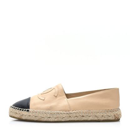 Chanel Lambskin CC Espadrilles 41 Beige Black 1 of 10