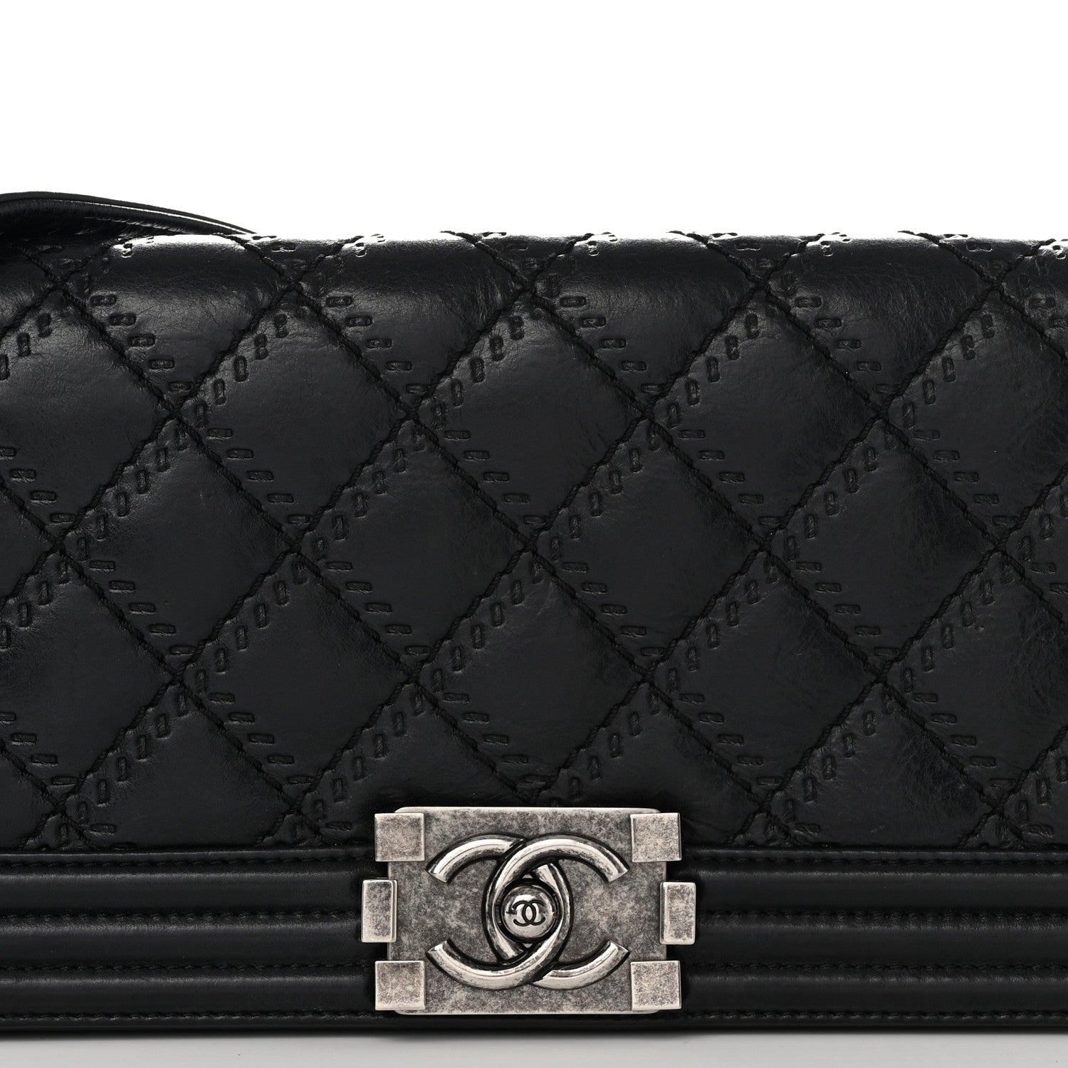 Chanel Calfskin Double Stitch Boy Clutch With Removable Chain Black 8 of 11