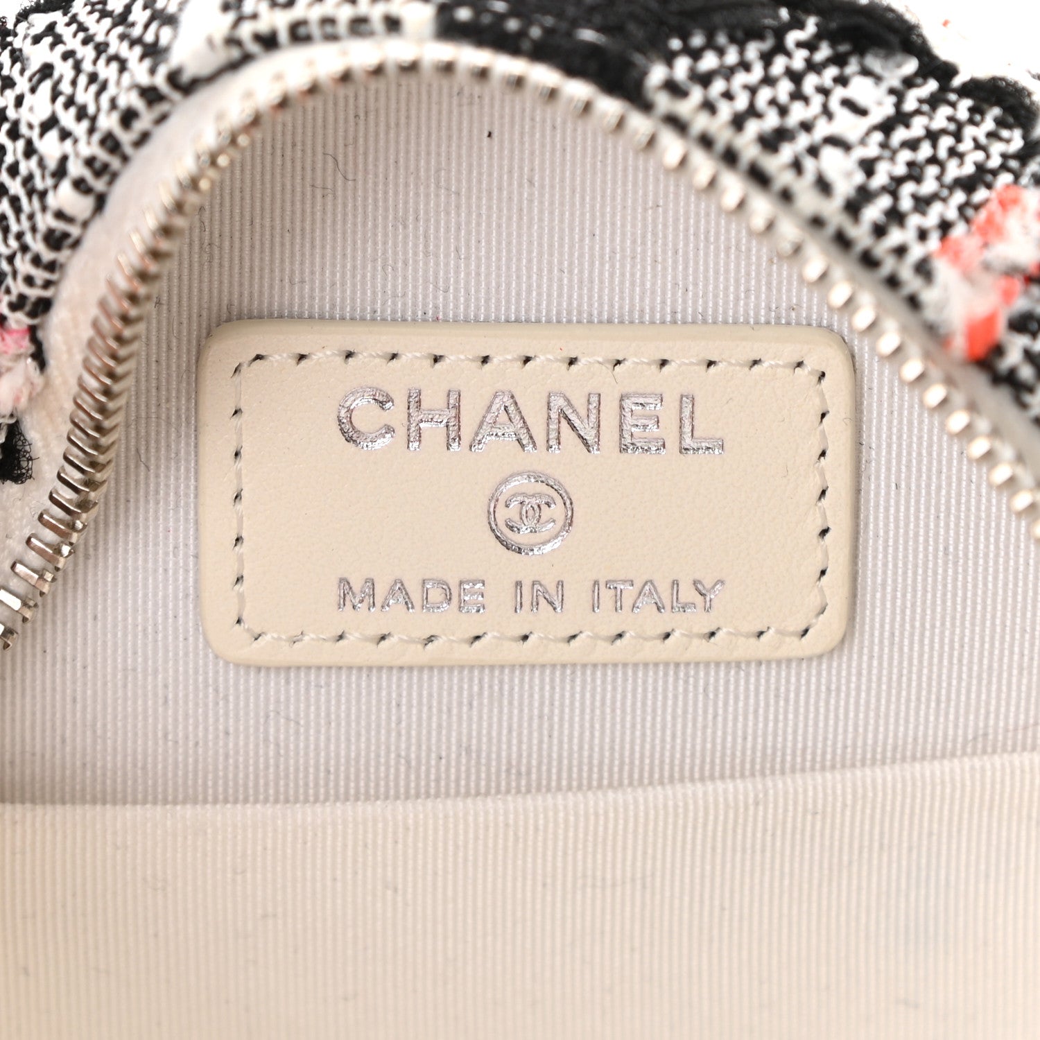 Chanel Tweed Quilted Round Clutch With Chain Black White Multicolor 5 of 10