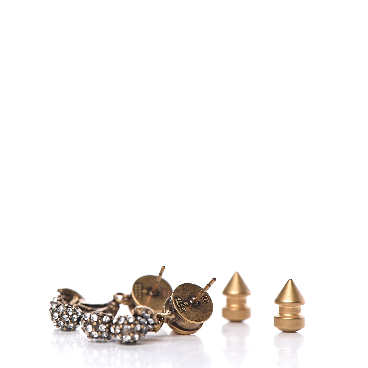 Metal Crystal Stud Earrings Aged Gold Multicolor