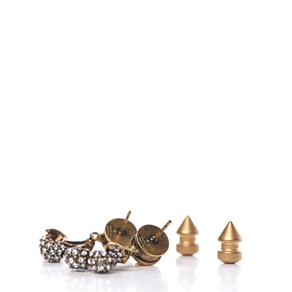 Gucci Metal Crystal Stud Earrings Aged Gold Multicolor 3 of 5