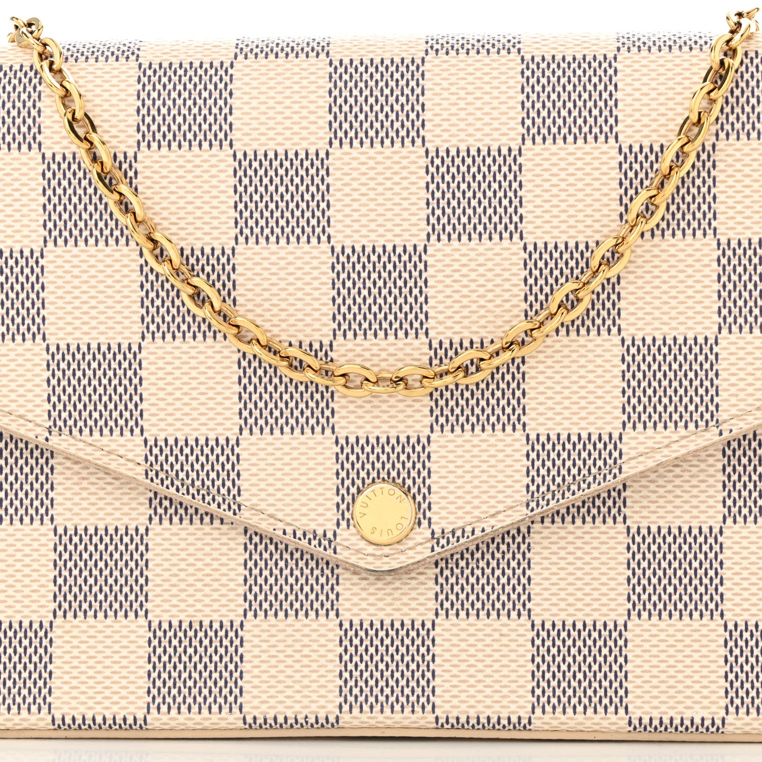 Louis Vuitton Damier Azur Pochette Felicie Chain Wallet Rose Ballerine 8 of 11